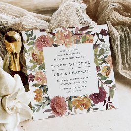 素朴開花結婚式招待状 |正方形 招待状