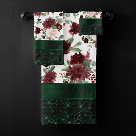 素朴開花 |テラコッタ&マルサラレッドきらめく バスタオルセット