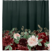 素朴開花 | テラコッタ&マルサラレッドガーランド シャワーカーテン (正面)