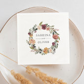 素朴開花 |フローラパーソナライズされた結婚リース スタンダードカクテルナプキン