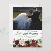 素朴開花 | TerracottaとMarsalaの赤い写真 サンキューカード (正面)