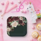 素朴開花 | TerracottaとMarsala Redフローラ ペーパープレート (パーティー)