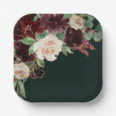 素朴開花 | TerracottaとMarsala Redフローラ ペーパープレート (正面)