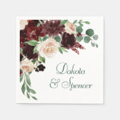 素朴開花 | TerracottaとMarsala Red Bouquet スタンダードカクテルナプキン (正面)