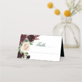 素朴開花 | TerracottaとMarsala Red Bouquet プレイスカード (正面)