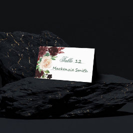 素朴開花 | TerracottaとMarsala Red Bouquet プレイスカード