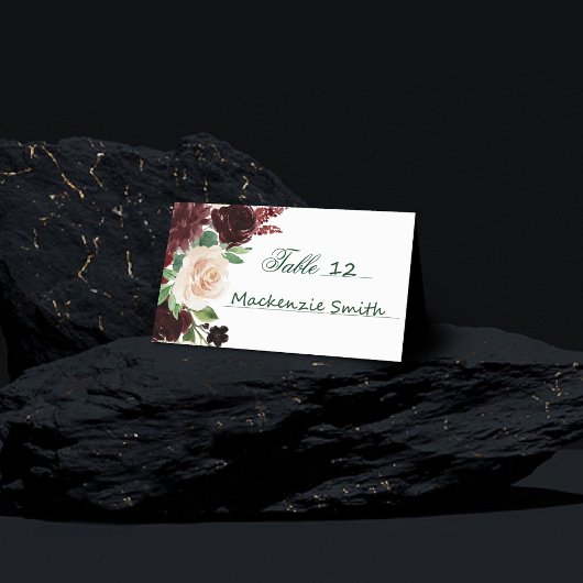 素朴開花 | TerracottaとMarsala Red Bouquet プレイスカード