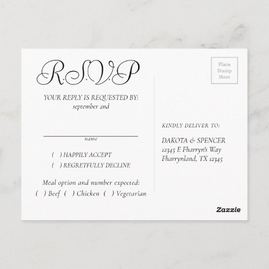 素朴開花 | TerracottaとMarsala RSVPエントリー ポストカード (裏面)