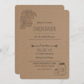 素朴離れ| マソンジャー | ハートブライダルシャワー 招待状 (正面/裏面)