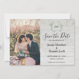 素朴離れBarn wood photo Save the Date マグネット招待状