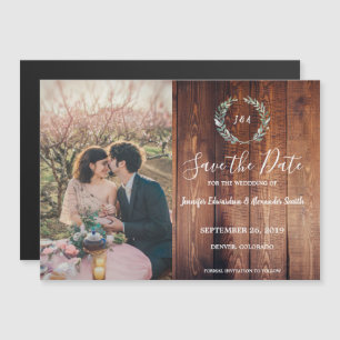 素朴離れBarn wood photo Save the Date マグネット招待状