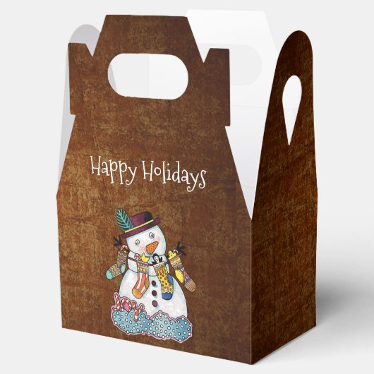 素朴雪だるま&ソックスのクリスマスのお願い箱 フェイバーボックス (オープン)