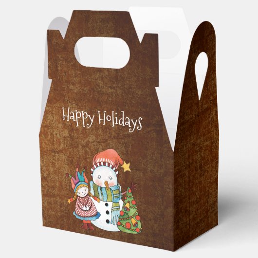 素朴雪だるま&ドールクリスマスゲーブルビーフボックス フェイバーボックス (オープン)