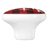 素朴雪片セラミックの赤と黒の格子板 セラミックノブ (側面)