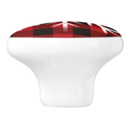 素朴雪片セラミックの赤と黒の格子板 セラミックノブ (側面)