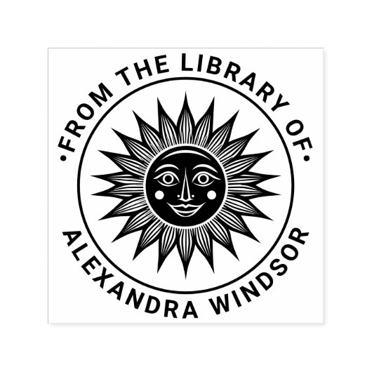 素朴顔付きSun Rays #2ライブラリブック名 セルフインキングスタンプ (デザイン)