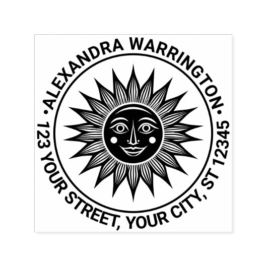 素朴顔付きSun Rays #2名差出人住所 セルフインキングスタンプ (デザイン)