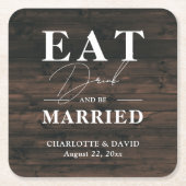 素朴食べドリンクとビー結婚したズ結婚 スクエアペーパーコースター (正面)