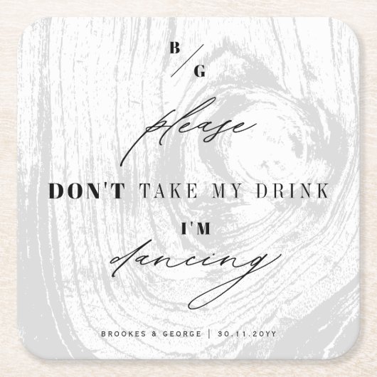 素朴飲み物は飲まない踊り スクエアペーパーコースター (正面)