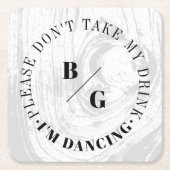 素朴飲み物は飲まない踊り スクエアペーパーコースター (正面)