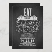 素朴飲み物を食べ、結婚したなリハーサルの夕食があって下さい 招待状 (正面/裏面)