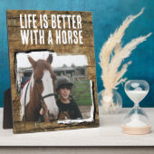 素朴馬好き1フォトブラウン白 フォトプラーク (側面)