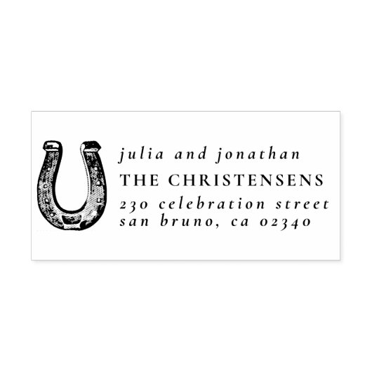 素朴馬蹄山の名結婚前と差出人住所 ラバースタンプ (インプリント)