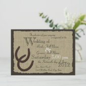 素朴馬蹄鉄とバ結婚ラップ 招待状 (スタンド正面)