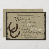 素朴馬蹄鉄とバ結婚ラップ 招待状 (正面/裏面)