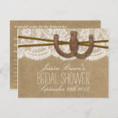 素朴馬蹄類ブライダルシャワーレシピカード インビテーションポストカード (正面/裏面)