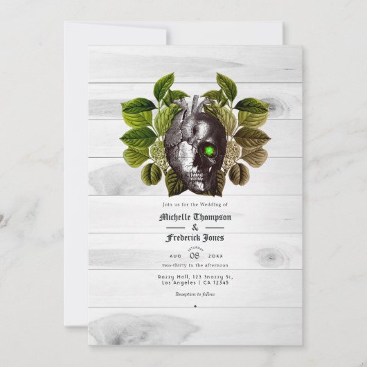 素朴魔女ウッドランド結婚ハロウィン 招待状 (正面)