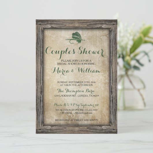 素朴魚釣りルアーカップルシャワー招待状 招待状 (スタンド正面)