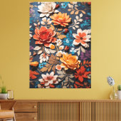 素朴鮮やかな絵を描の手花模様 キャンバスプリント (インサイチュ (リビング))