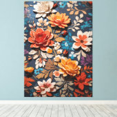 素朴鮮やかな絵を描の手花模様 キャンバスプリント (インサイチュ (ウッドフロア))