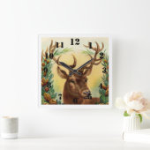 素朴鹿エレガント スクエア壁時計 (ホーム)