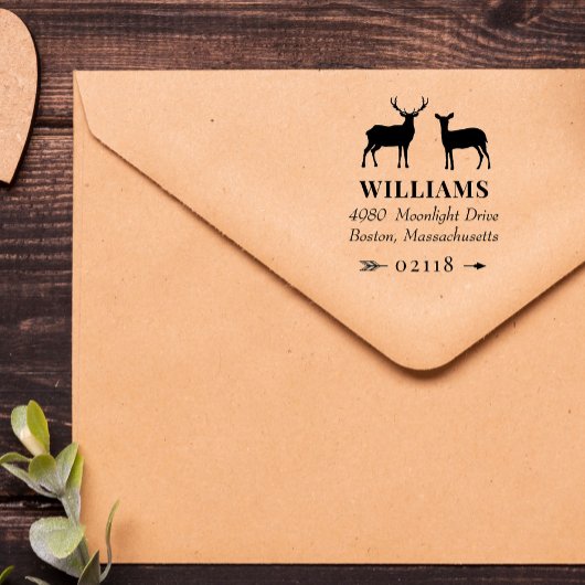 素朴鹿バックスDoe & Arrow Name & Address セルフインキングスタンプ