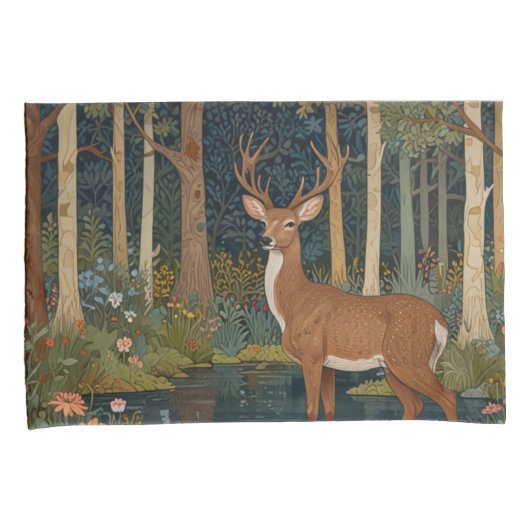 素朴鹿ボホ森林の母自然 枕カバー (正面右)