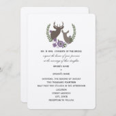 素朴鹿結婚 – 紫フローラ 招待状 (正面/裏面)