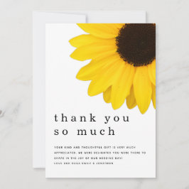 素朴黄はっきりしたひまわり新婚ありがとう サンキューカード