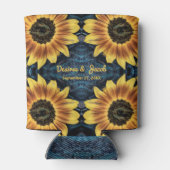 素朴黄ひまわり結婚のデニムブルージーンズ 缶クーラー (裏面)