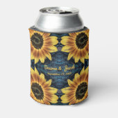 素朴黄ひまわり結婚のデニムブルージーンズ 缶クーラー (缶裏面)