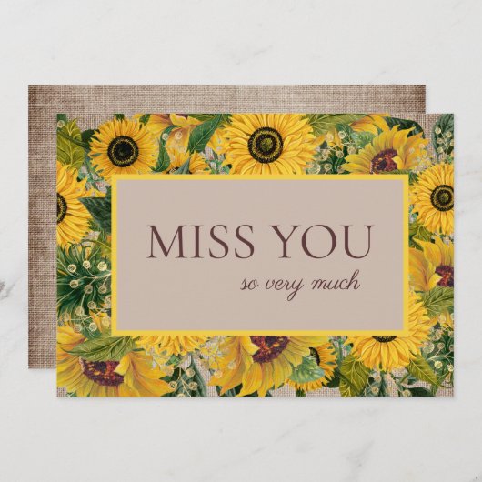 素朴黄色ひまわりバーラップ恋しく思脚本目 サンキューカード (正面/裏面)