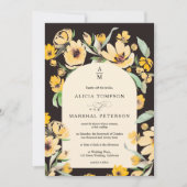 素朴黄色ひまわりフローラアーチシック結婚ズ 招待状 (正面)
