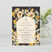 素朴黄色ひまわりフローラアーチシック結婚ズ 招待状 (スタンド正面)