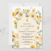 素朴黄色ひまわりフローラアーチシック結婚ズ 招待状 (正面)