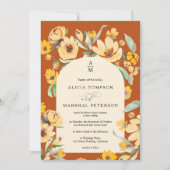 素朴黄色ひまわりフローラアーチシック結婚ズ 招待状 (正面)
