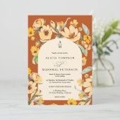 素朴黄色ひまわりフローラアーチシック結婚ズ 招待状 (スタンド正面)