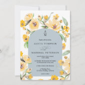 素朴黄色ひまわりフローラアーチシック結婚ズ 招待状 (正面)