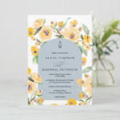 素朴黄色ひまわりフローラアーチシック結婚ズ 招待状 (スタンド正面)