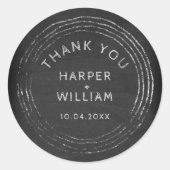 素朴黒板の手描き感謝してい枠 ラウンドシール (正面)